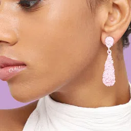 SOHI Women Silver-Plated Teardrop Shaped Drop Earrings-picture-25