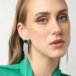 SOHI Green Contemporary Drop Earrings image 3