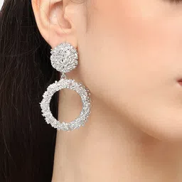 SOHI Silver-Plated Circular Drop Earrings image 5
