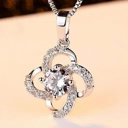 MYKI Silver-plated Cubic Zirconia Pendant & Earrings Set-image-67