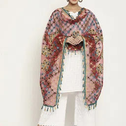 Sugathari Women Maroon & Blue Ethnic Motifs Embroidered Dupatta-picture-12
