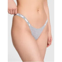 victoria's secret intimates Victoria's Secret PINK Logo Cotton High-Leg Micro Thong Panty - Grey-picture-38