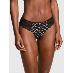 Victoria's Secret Pink No-Show Thong Panty Black-image-36