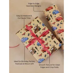 The Big Trove Cartoon Car Print Gift Wrap - 15 Sheets for Kids & Car Enthusiasts image 2