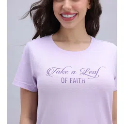 Zivame Knit Cotton T-shirt & Pyjama - Pastel Lavender image 5