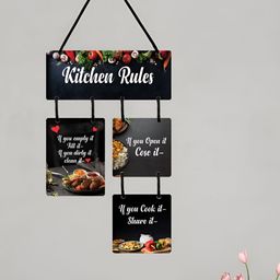 CVANU Black & Yellow Printed Wooden Hanging Wall Decor-picture-34