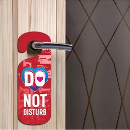CVANU Red & White Do Not Disturb Wooden Sign Hanger image 3