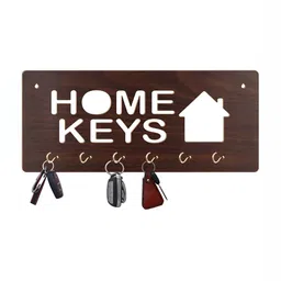 CVANU Brown & White Patterned Wooden Key Holders image 3
