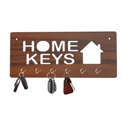 CVANU Brown & White Patterned Wooden Key Holders image 3