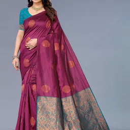 KALINI Ethnic Motif Woven Design Zari Silk Cotton Kanjeevaram Saree-picture-38