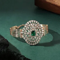 Zaveri Pearls Brass Rose Gold-Plated Cubic Zirconia Link Bracelet image 2