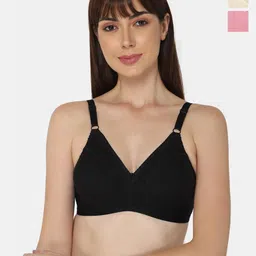 NAIDU HALL Pack of 3 Non Padded Medium Coverage Cotton Everyday Bra with All Day Comfort image 1