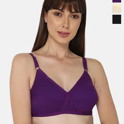 NAIDU HALL Pack Of 3 Full Coverage Non Padded Cotton Everyday Bra With All Day Comfort image 1