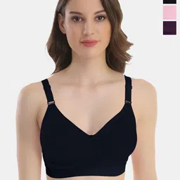 POOJA RAGENEE Pack Of 3 Anti Odour Cotton T-shirt Bra Full Coverage Non Padded Non-Wired image 1