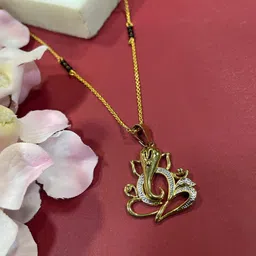 Digital Dress Room Gold Plated Beaded Lord Ganesh Pendant Mangalsutra image 1