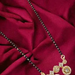 Anouk Black Gold-Plated AD Stone Studded & Beaded Mangalsutra image 1