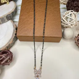 ABDESIGNS Rose Gold-Plated AD-Studded & Beaded Mangalsutra image 1