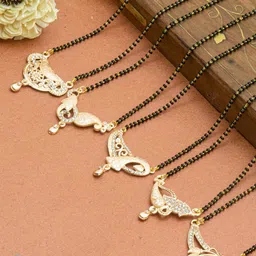 Ramdev Art Fashion Jwellery Set Of 5 Gold-Plated Stone-Studded & Beaded Mangalsutra-picture-30