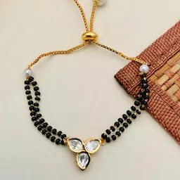 ABDESIGNS Gold-Plated Stone-Studded & Beaded Mangalsutra-picture-26