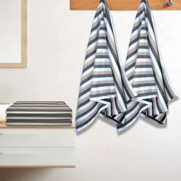 athom living Beige Cotton Striped 220 GSM Bath Towels 5 Pc-picture-23
