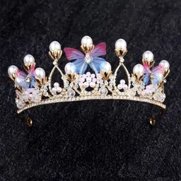 YouBella Women Butterfly Pattern Crystal Studded & Beaded Tiara-picture-22