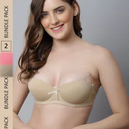 Friskers Pack Of 2 Beige & Peach Bra Underwired Lightly Padded-picture-11