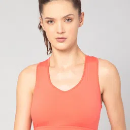 MUSCLE TORQUE Peach-Coloured Training & Gym High Impact Back Crisscross Sports Bra-picture-33