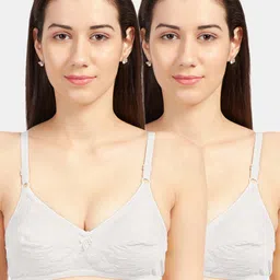 Sonari Women Pack of 2 White Floral Embroidered Pure Cotton Non-Padded Bra-picture-17