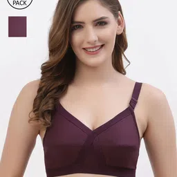 Floret Pack of 2 Burgundy Non Wired Full Coverage Everyday Bra-picture-35