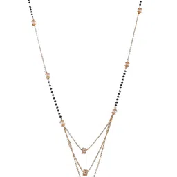 Shoshaa Gold-Plated White & Black Stones-Studded & Beaded Mangalsutra image 2