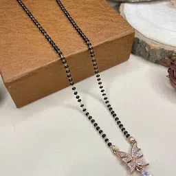 ABDESIGNS Rose Gold-Plated AD-Studded & Beaded Mangalsutra image 2