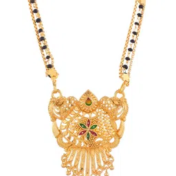 Silvermerc Designs Gold-Plated  Black Beaded Mangalsutra image 2