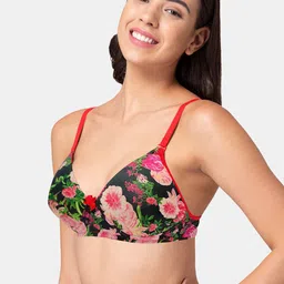 Tweens Floral Printed Full Coverage Lightly Padded Cotton T-Shirt Bra With All Day Comfort image 5