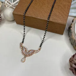 ABDESIGNS Rose Gold-Plated AD-Studded & Beaded Mangalsutra image 3