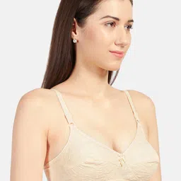 Sonari Pack of 2 Beige & Black Embroidered Pure Cotton Bra image 3