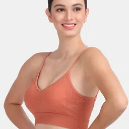 Amour Secret Rust Orange Non Padded & Non Wired Dry Fit Solid Workout Bra image 5