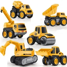 duwol Truck Crane Excavator roller forklift Mixer Transporter Engineering Toy Set 6-picture-38