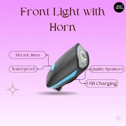 fcc racing Bicycle Aluminium Bottle Cage & Front Light with Horn | Lightweight USB Charging LED Front Light image 4