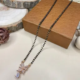 ABDESIGNS Rose Gold-Plated AD-Studded & Beaded Mangalsutra image 4