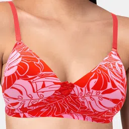 Tweens Floral Printed Full Coverage Lightly Padded Cotton T-Shirt Bra With All Day Comfort image 3