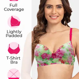 Tweens Floral Printed Cotton T-shirt Bra - Full Coverage Lightly Padded image 3