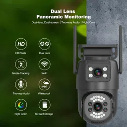 SIOVS HD Dual Lens Dual Screen Security 4G SIM Camera 360° TwoWay Audio Night Vision Security Camera image 2