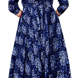 trendy fab Printed Rayon Blend Stitched Flared/A-line Gown image 2