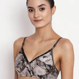 ABELINO Grey & Black Printed Non-Wired Lightly Padded T-shirt Bra ARCHIESGREY01 image 4