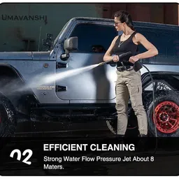 Flexi Madhav Powerful Pressure Washer with 12000 mah Rechargeable Battery, Cordless High Pressure Washer Gun, Home Cleaning Works Like Car & Bike Washing, Gardening, Adjustable Nozzle and 5M Hose Pipe image 2