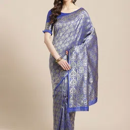 Mitera Blue & Golden Woven Design Kanjeevaram Saree-picture-29