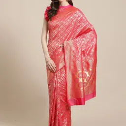 Mitera Pink & Golden Woven Design Kanjeevaram Saree-picture-40