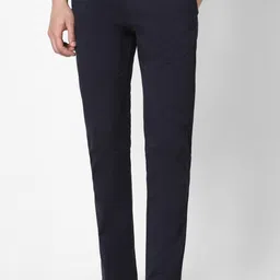 peter england Men Slim Fit Dark Blue Cotton Blend Trousers-picture-22