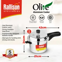 rallison appliances Olive Non IB 5 L Pressure Cooker image 5