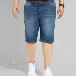 instafab plus Dyed/Washed Men Denim Blue Denim Shorts image 3